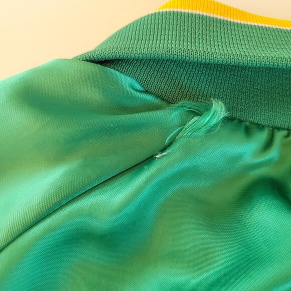 RARE Vtg 80s Sprite Green Nylon Bomber Jacket with Retired Logo Size Large - Picture 9 of 15